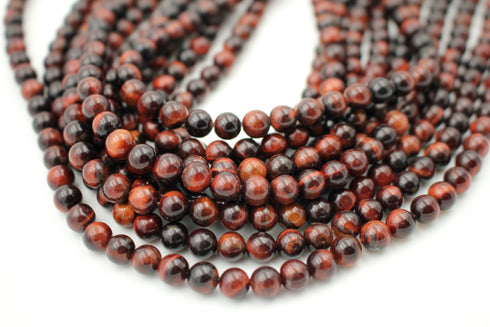 Red Tigers Eye Gemstone Beads, 6mm, Round